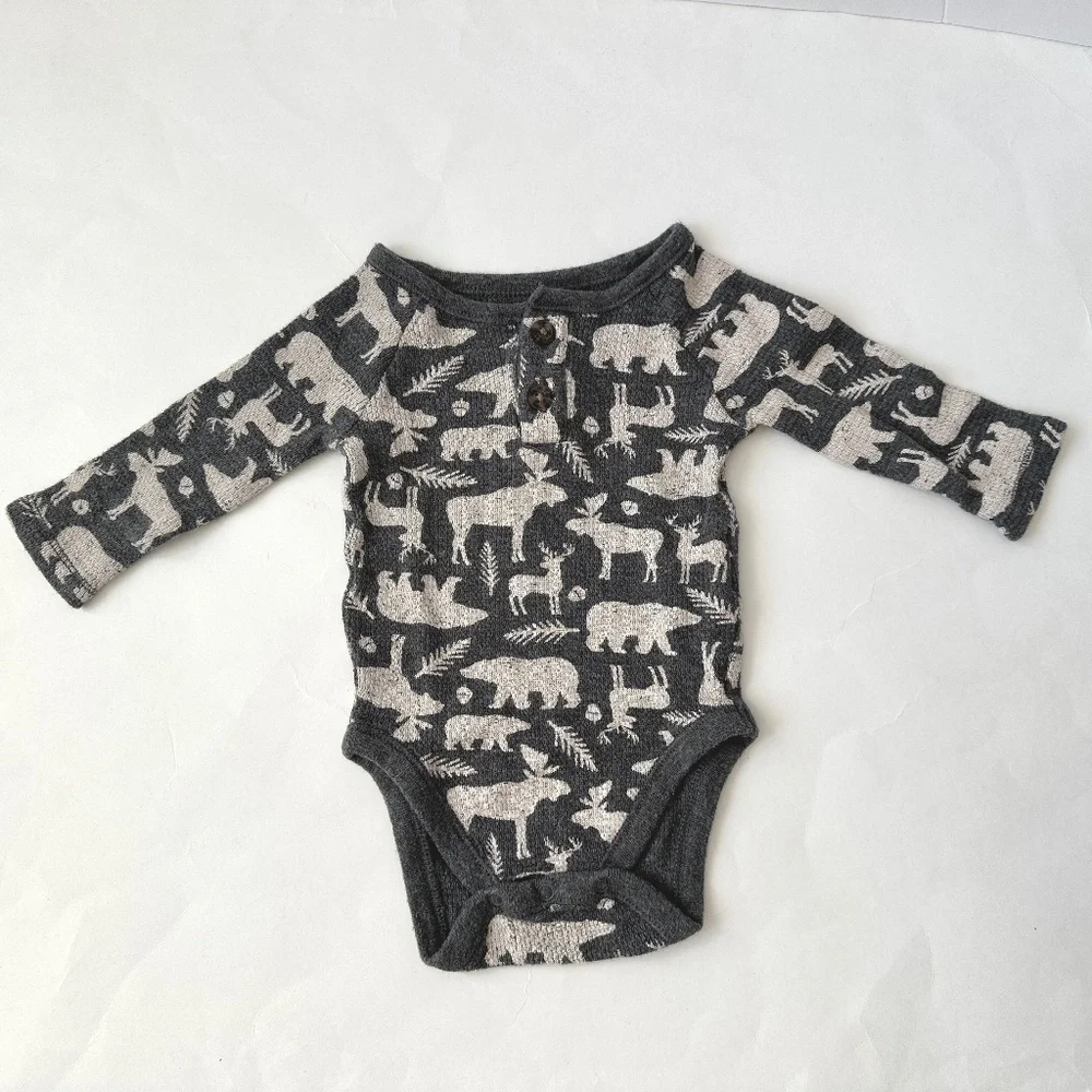 Woodland Animal Long Sleeve Onesie 0-3M